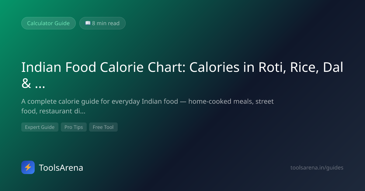 Indian Food Calorie Chart — Roti, Rice, Dal, Paneer (2026) | ToolsArena ...