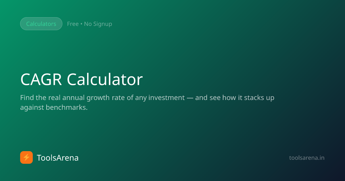 CAGR Calculator — Free Compound Annual Growth Rate Calculator | ToolsArena