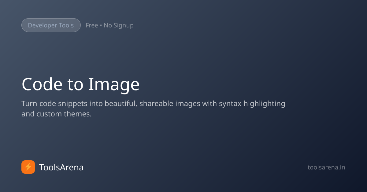 Code to Image Converter — Beautiful Code Screenshots | ToolsArena