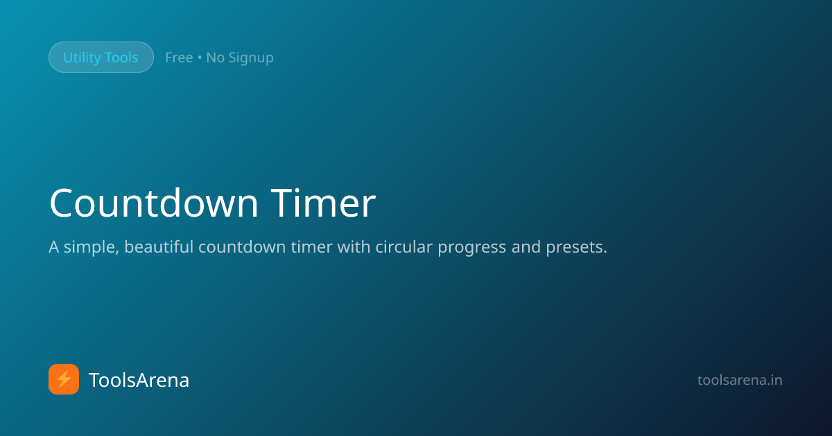 Countdown Timer Online Free - Set Timer with Presets | ToolsArena