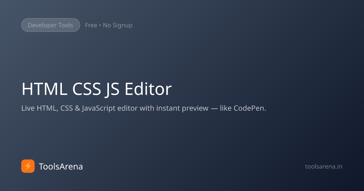 HTML CSS JS Editor - Live Code Playground Online | ToolsArena