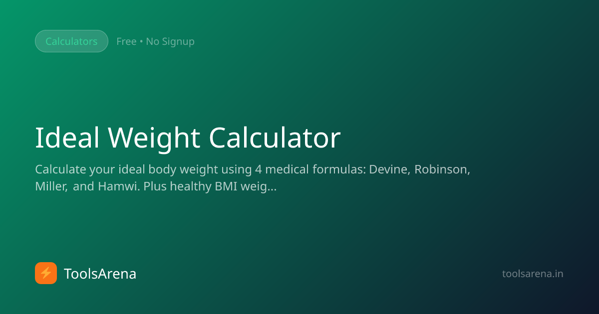 Ideal Weight Calculator — Devine, Robinson, Miller & Hamwi Formulas ...