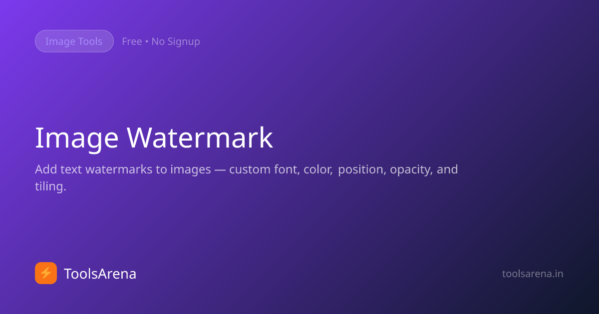 Add Watermark to Image Free — Text Watermark Tool Online | ToolsArena