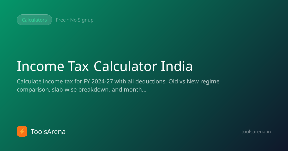 Income Tax Calculator India FY 2025-26 - Old vs New Regime Free ...