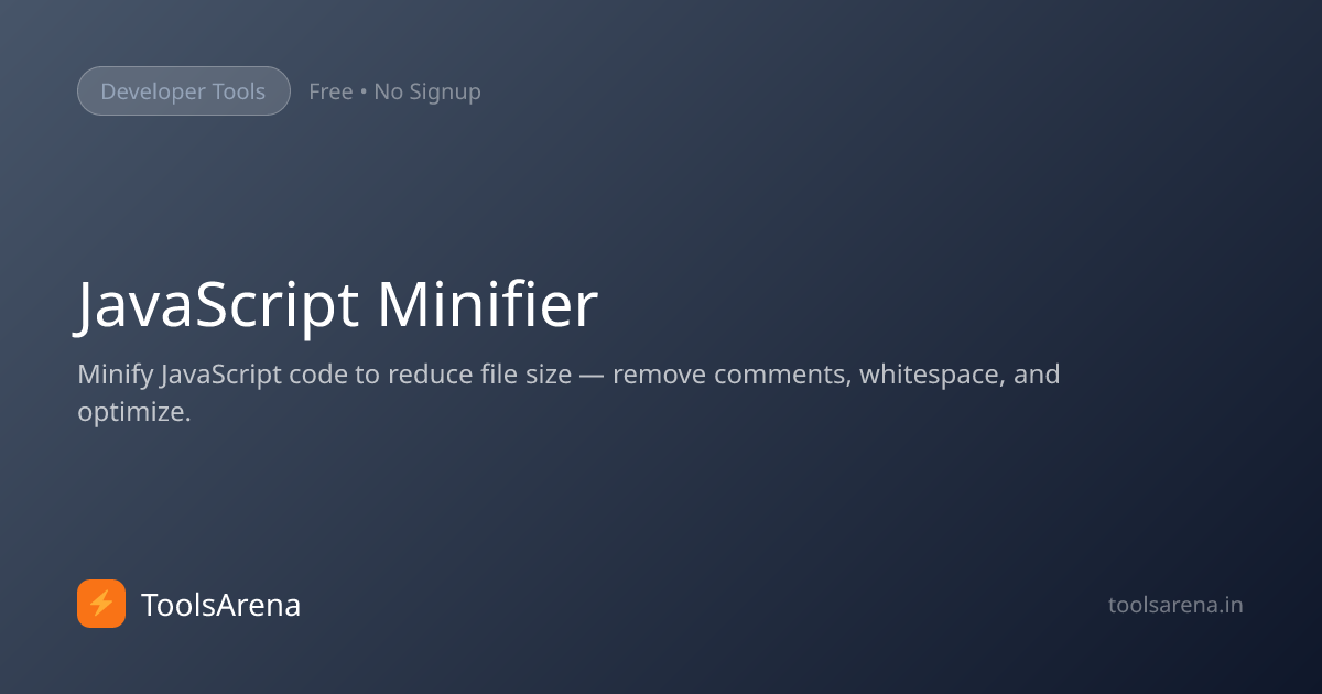 JavaScript Minifier - Minify JS Code Online Free | ToolsArena