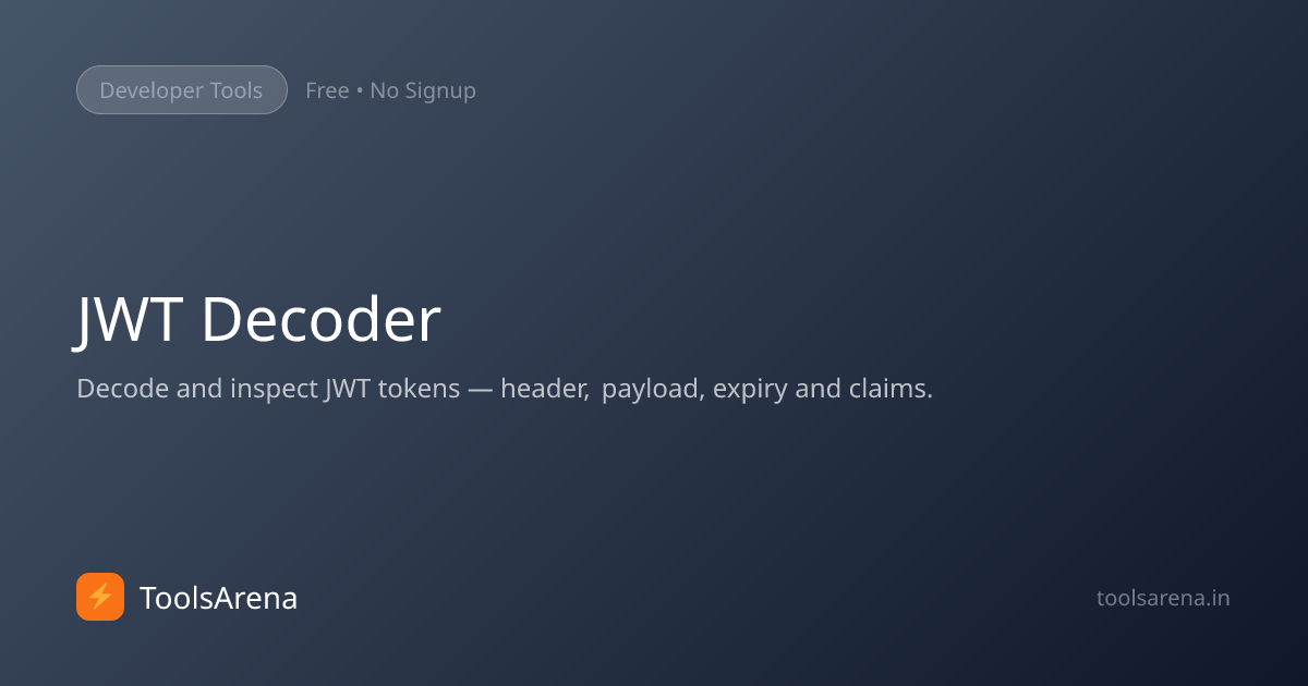 JWT Decoder Online Free - Decode JSON Web Tokens | ToolsArena