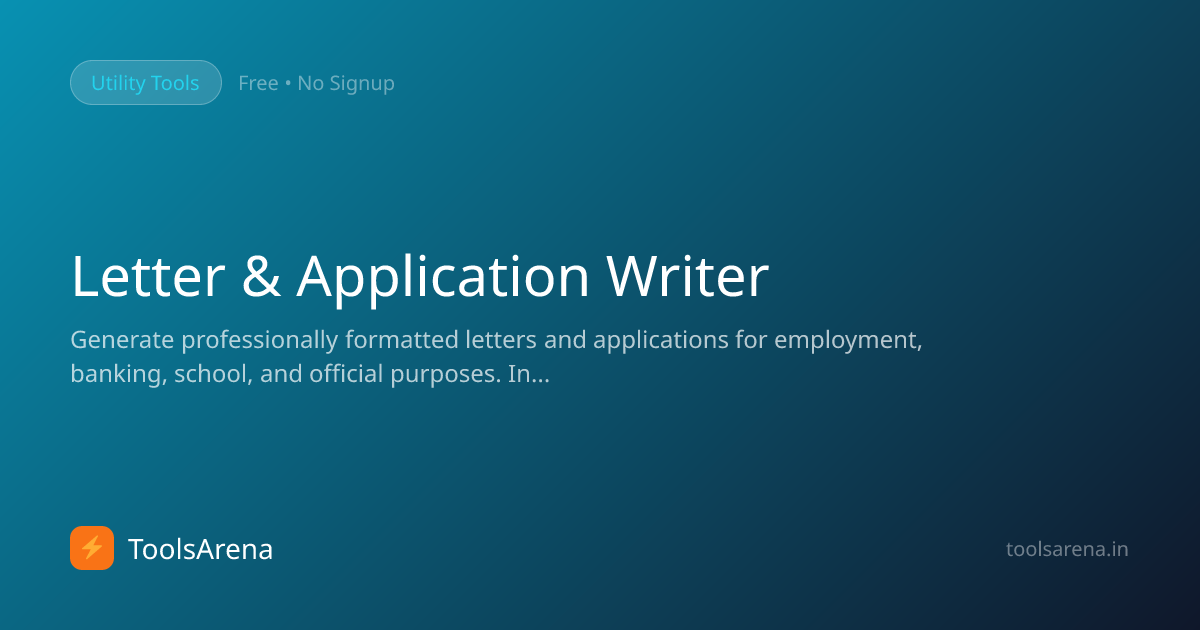 Letter & Application Writer - Free Formal Letter Generator India ...