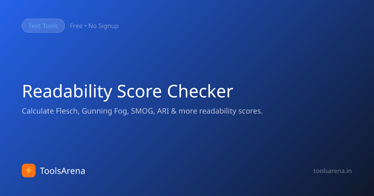 Readability Score Checker — Free Online Tool | ToolsArena