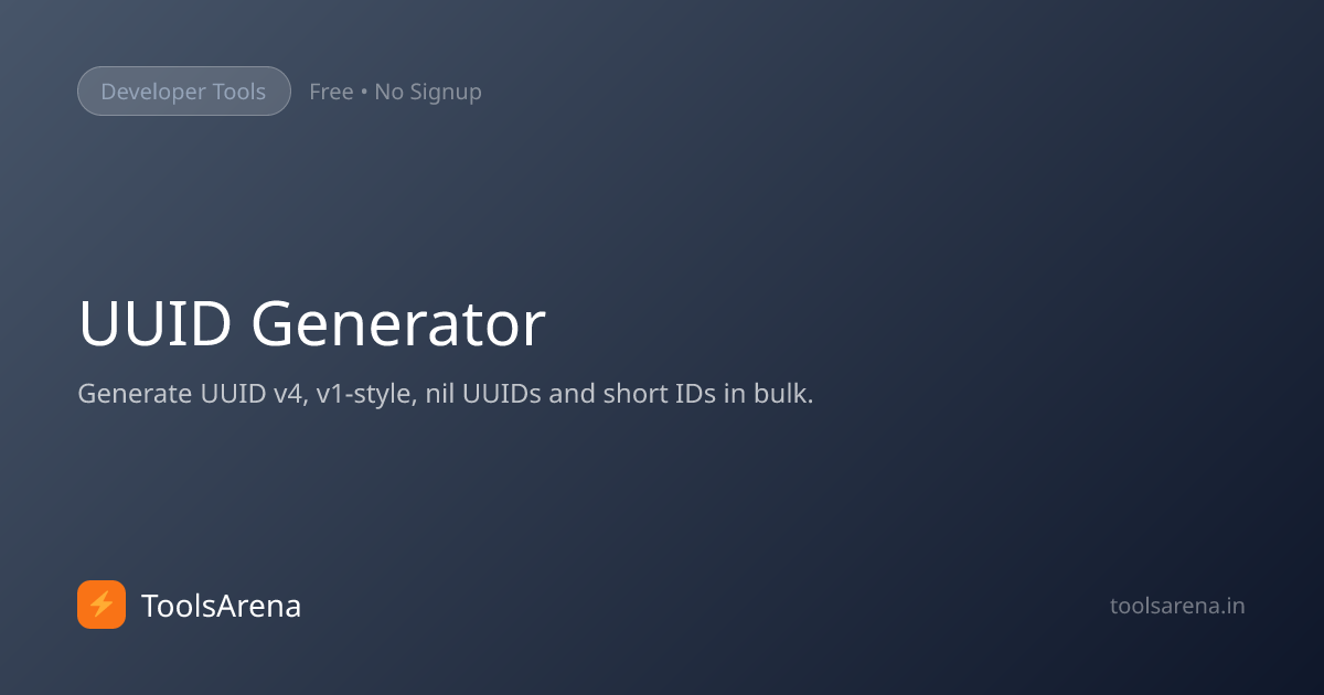UUID Generator Free Online - UUID v4, v1, GUID | ToolsArena